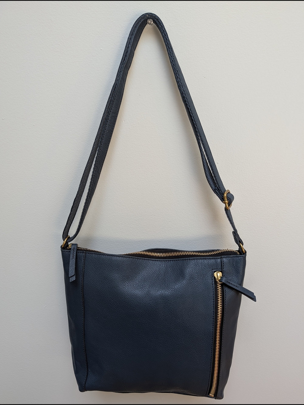 Fossil Blue Leather Crossbody Bag Adjustable Strap